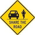 Share The Road Traffic Sign, 24 in H, 24 in W, Aluminum, Diamond, English, T1-1030-HI_24x24