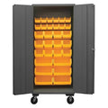 Heavy Duty Bin Cabinet, 36 in W, 80 in H, 24"" D, 30 Bins