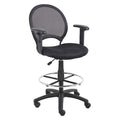 Mesh Drafting Chair, 25-1/2" to 29", Adjustable Arms, Black
