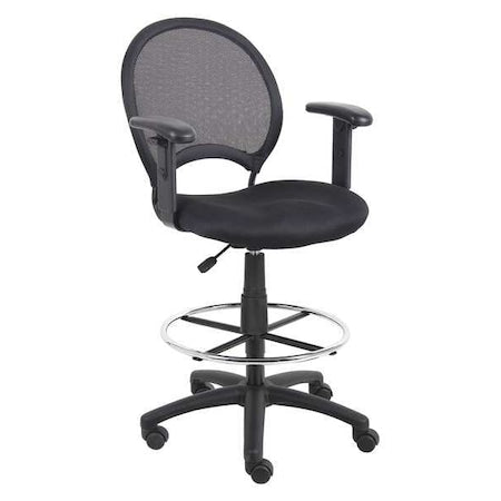 Mesh Drafting Chair, 25-1/2" to 29", Adjustable Arms, Black