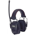 Sync Radio Over-the-Head Electronic Ear Muffs, 25 dB NRR, Rigid, Black