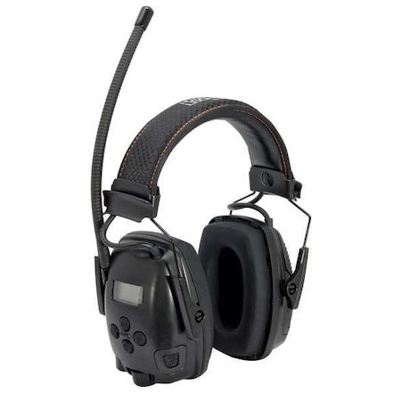 Sync Electo Over-the-Head Electronic Ear Muffs, 25 dB NRR, Rigid, Black