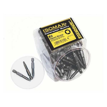 Insert Bit, 1/4", Square Recess, No 2, PK250