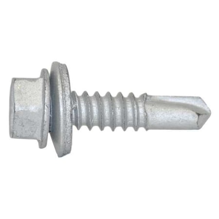 Self-Drilling Screw, 1/4" x 1 in, Climaseal Steel Flange Hex Head External Hex Drive, 250 PK