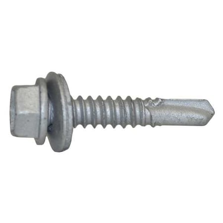 Self-Drilling Screw, 1/4" x 1-1/4 in, Climaseal Steel Flange Hex Head External Hex Drive, 250 PK