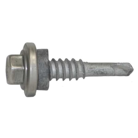 Self-Drilling Screw, 1/4" x 1-1/8 in, Climaseal Steel Flange Hex Head External Hex Drive, 250 PK