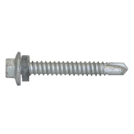 Self-Drilling Screw, 1/4" x 1-3/4 in, Climaseal Steel Flange Hex Head External Hex Drive, 250 PK