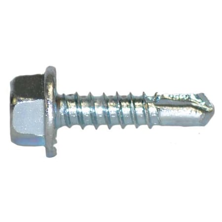 Self-Drilling Screw, #10 x 3/4 in, Zinc Plated Steel Flange Hex Head External Hex Drive, 500 PK