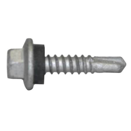 Self-Drilling Screw, #12 x 1 in, Climaseal Steel Flange Hex Head External Hex Drive, 250 PK