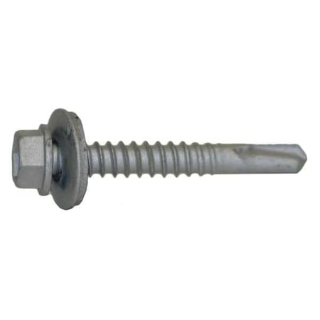 Self-Drilling Screw, #12 x 1-1/2 in, Climaseal Steel Flange Hex Head External Hex Drive, 250 PK