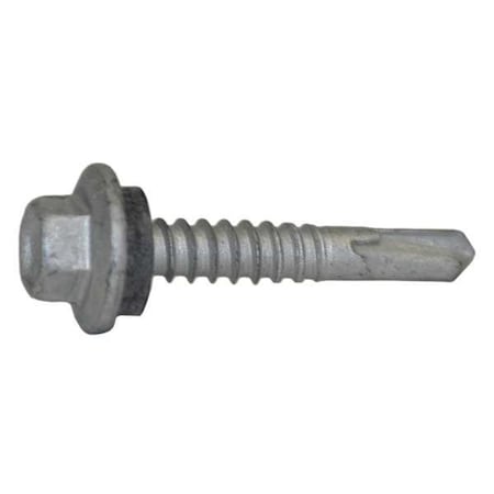 Self-Drilling Screw, #12 x 1-1/4 in, Climaseal Steel Flange Hex Head External Hex Drive, 250 PK
