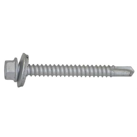 Self-Drilling Screw, #12 x 2 in, Climaseal Steel Flange Hex Head External Hex Drive, 250 PK