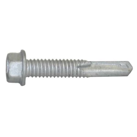 Self-Drilling Screw, No 12 x 1-1/4 in, Climaseal Steel Flange Hex Head External Hex Drive, 500 PK