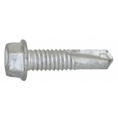 Self-Drilling Screw, #12 x 7/8 in, Climaseal Steel Flange Hex Head External Hex Drive, 500 PK