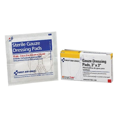 Gauze Pad, Sterile, 3 in. L x 3 in. W, PK8