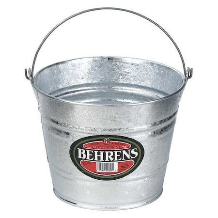 2 1/2 gal Round Bucket, 11 in Dia, Silver, Galvanized Steel