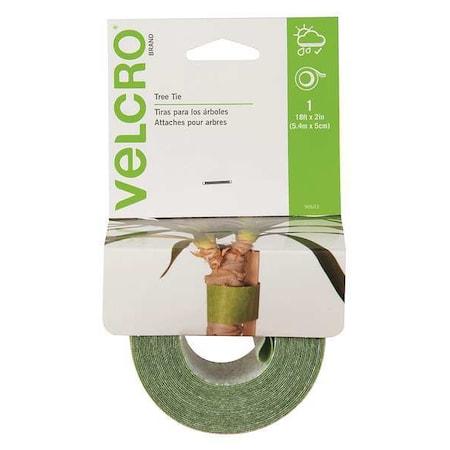 Reclosable Fastener, No Adhesive, 75 ft, 2 in W, Green, 6 PK
