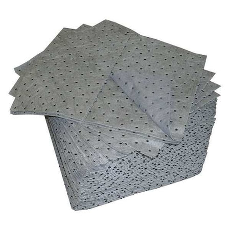 Sorbent Pad, 12 gal, 15 in x 19 in, Universal, Gray, Polypropylene