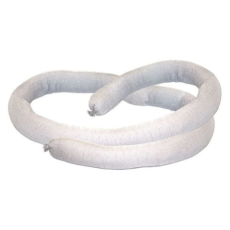Sorbent Sock, 10 gal, 3 in x 10 ft, Oil, White, 4 PK