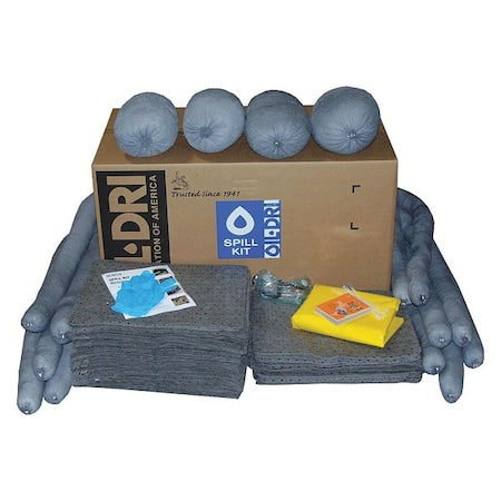 Spill Kit, 59 gal Volume Absorbed per Kit, 50 gal Capacity, Box, Brown