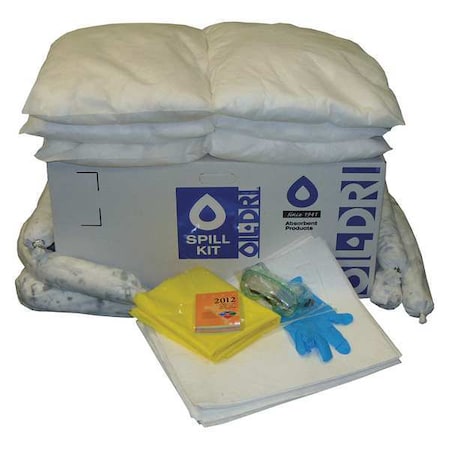 Spill Kit, 26 gal Volume Absorbed per Kit, 30 gal Capacity, Box, Brown