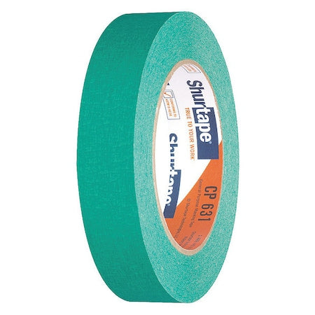 Masking Tape, 24 mm W x 55 m L, 4.9 mil Thick, Green, Rubber Adhesive, 36 PK