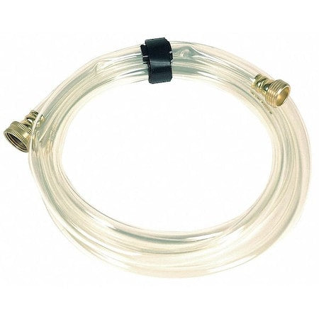 1/2 in ID x 25 ft L Water Hose, PVC Tube, Clear, Brass x Brass Fitting