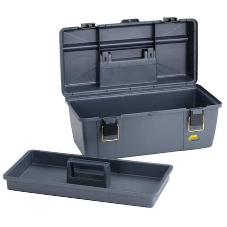 Portable Tool Box, Plastic, Gray, 20 in W x 11 in D x 9 in H