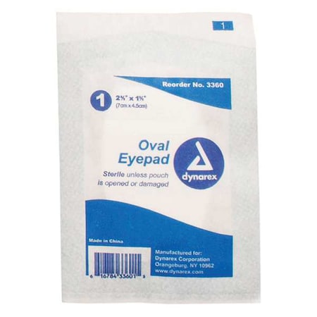 Oval Eye Pads, Strle, 1-5/8x2-5/8in, PK600