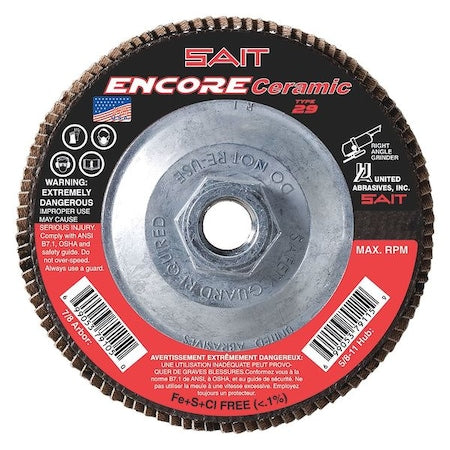 SAIT 72933 Encore Ceramic Fiberglass Backed Flap Disc (Type 29) 4-1/2" x 5/8"-11, 80 Grit, 10-Pack