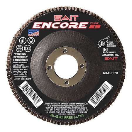 SAIT 71271 Encore Fiberglass Backed Flap Disc (Type 29) 7" x 7/8", 120 Grit, 10-Pack