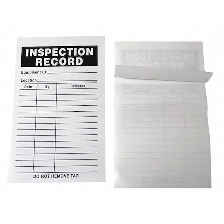 Inspection Record Label, Not Applicable, Paper, 5 in H x 3 in W, White, Rectangle, 25 PK
