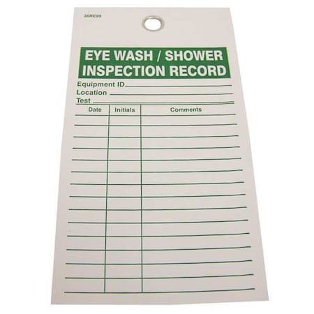 Tag, Eyewash, Vinyl, 3 3/16 in H x 5 3/4 in W, White, Rectangle, 25 PK