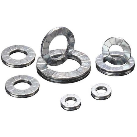 Wedge Lock Washer, For Screw Size 3/16 in Steel, Zinc Plated Finish, 200 PK