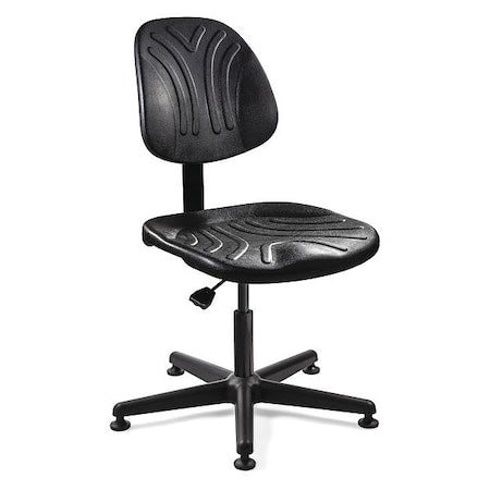 Polyurethane Desk Chair, 15" to 20", No Arms, Black