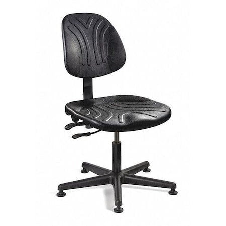 Polyurethane Desk Chair, 15" to 20", No Arms, Black