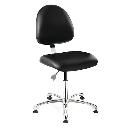 Vinyl Desk Chair, 15-1/2" to 21", No Arms, Black