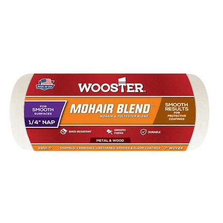 7" Paint Roller Cover, 1/4" Nap, Mohair/Polyester