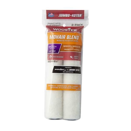 6-1/2" Mini Paint Roller Cover, 1/4" Nap, Woven Mohair, 2 PK