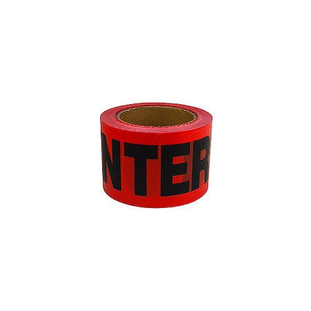 Barricade Tape, Danger Do Not Enter, Red, 3 in Wide x 300 ft Length, Polyethylene, 2 mil