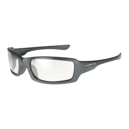 M6A, Safety Glasses, Anti-Scratch, Light Gray Lens, Gray Frame, Full-Frame