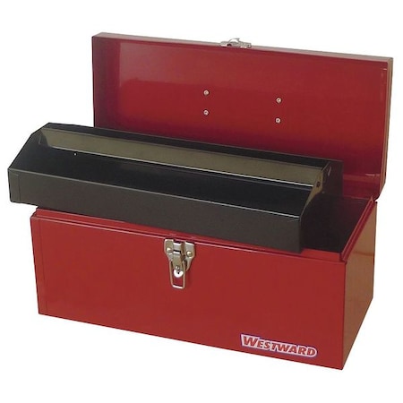 WESTWARD Tool Box, Steel, Red, 16 in W x 7 in D x 7-1/2 in H