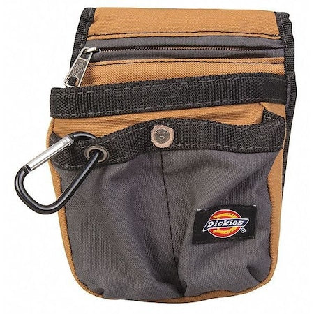 Pouch, Zippered Utility Pouch, 4 Pocket, Gray/Tan, 4 Pockets