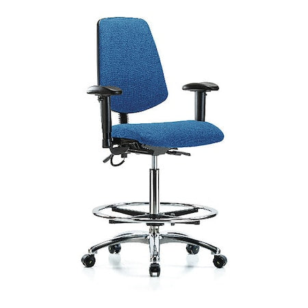 Ergonomic Chair, Adjustable Arms, 26-1/4" to 36" Height, Blue