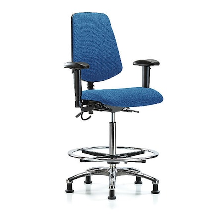 ESD Task Chair, Fabric, Blue, 26-1/4 in to 36 in Seat Height, 6-Way Adjustable Arms