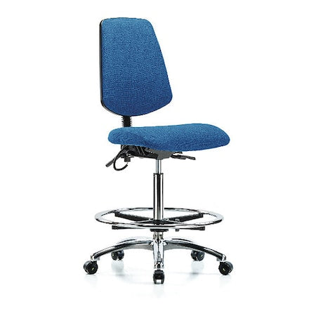 ESD Task Chair, Fabric, Blue, 26-1/4 in to 36 in Seat Height, No Arms Arms, Rolling