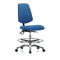 ESD Task Chair, Fabric, Blue, 21-1/2 in to 29 in Seat Height, No Arms Arms, Rolling