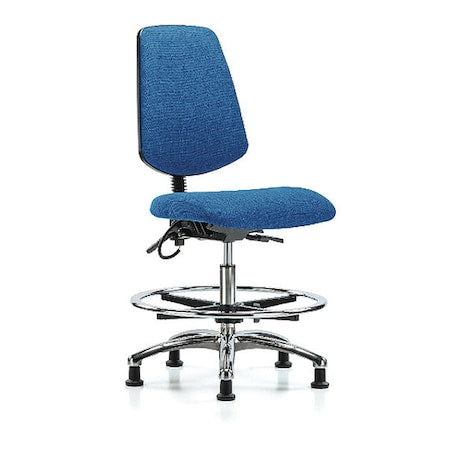 ESD Task Chair, Fabric, Blue, 21-1/2 in to 29 in Seat Height, No Arms Arms, Non-Marring Glides