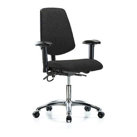 Ergonomic Chair, Adjustable Arms, 19" to 24" Height, Black