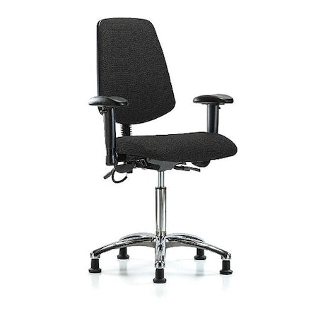 ESD Task Chair, Fabric, Black, 21-1/2 in to 29 in Seat Height, 6-Way Adjustable Arms